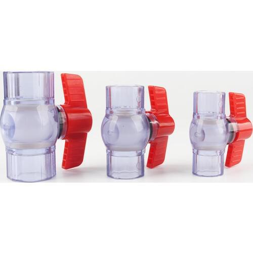 20/25/32/40/50/63mm Transparent Plastic UPVC Ball Check Ball Valve Switch Socket Valve Water Pipe Connectors Fish Tank Fittings