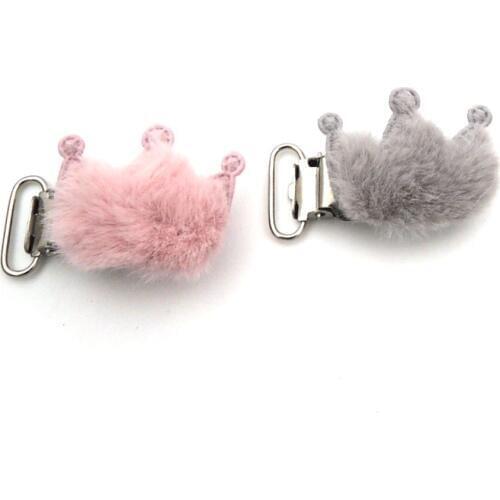20pcs plush crown pacifier clip for baby mother accessory cute nipple clasp holder chain infant SAFE winter EA470