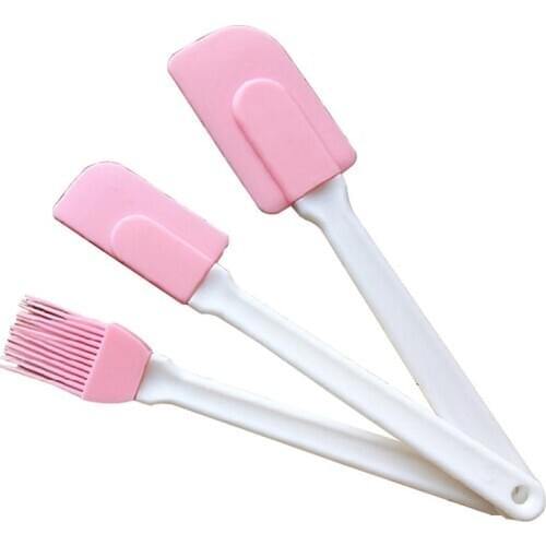 3Pcs Food Grade Silicone Spatula And Brush Set Non Stick Pastry Brush Rubber Spatulas DIY Baking Tools Accessories