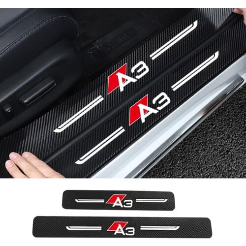 4pcs/set Car Door Sill Protector Leather Vinyl Stickers Carbon fiber stable For Audi A3 Car Threshold Protection Accessories
