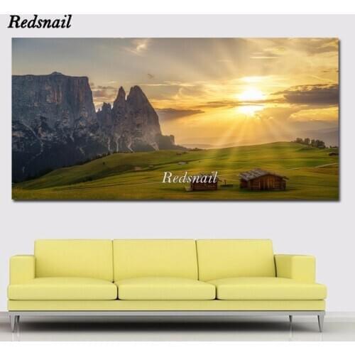 Large 5D DIY Diamond painting Full Diamond embroidery mosaic Wall Art Italy Grasslands Houses Mountain Landscape Art EE959