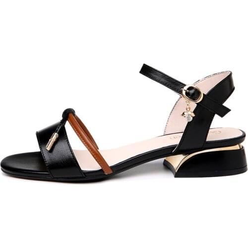 5093 Summer New Guciheaven Open Toe Square Heel Sandals Strap Buckle Solid Color Shoes
