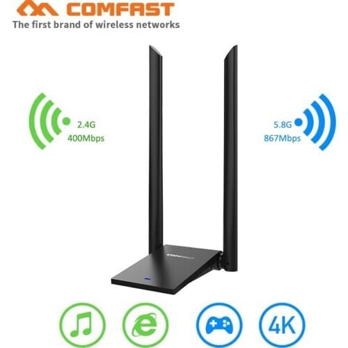 Comfast USB 3.0 Wireless Wifi Adapter Dual Band 2.4+5 GHz 1300Mbps 802.11 a/b/n/g/ac wifi network card with 2*6dbi Wi fi Antenna