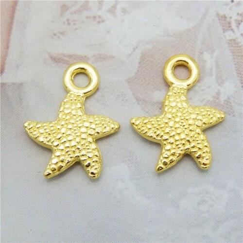 Julie Wang 20PCS Small Starfish Charms Gold Color Animal Pendant Bracelet Alloy Jewelry Making Accessory 16*13mm
