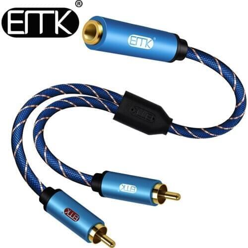 EMK 3.5mm Female to 2RCA Male Stereo Audio Cable Adapter Gold Plated for Smartphones, MP3, Tablets, Home Theater