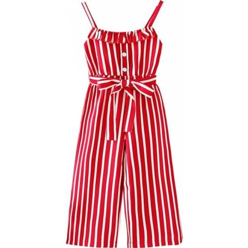 Kids Girls Striped Jumpsuit Summer Fashion Sleeveless Summer Stylish Jumpsuit Rompers Clothes for Children Girl Sweet 2021 New