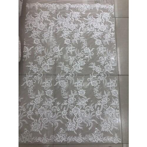 Good looking tull net lace fabric ZH-33115 luxury romantic beaded lace for evening dress/fashion show