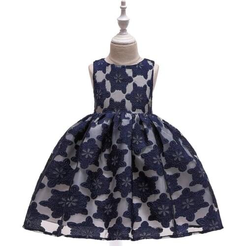 2019 Beautiful Spring Summer Knee-length Dress Flower Pattern for Girls Fluffy Glitter Dresses for Girls, First Communion Dresse