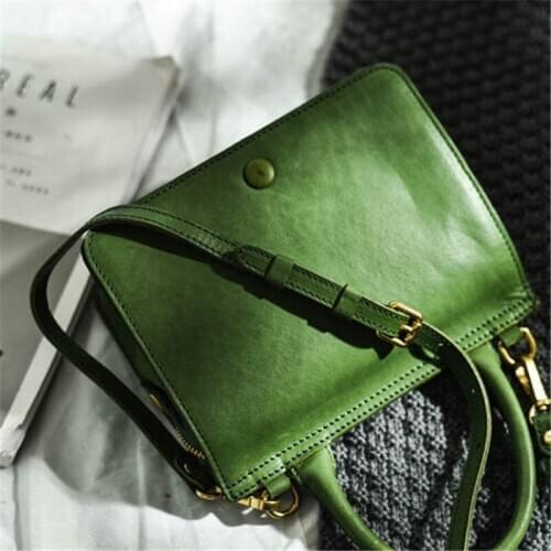 Literary and artistic simple womens genuine leather small square bag top layer cowhide handbag all-match shoulder messenger bag