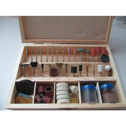 100pcs/set Electric Tools Wooden Box Accessory Kit 3mm Shaft Drilling Sawing Grinding Sharping Polishing Dremel Accessories