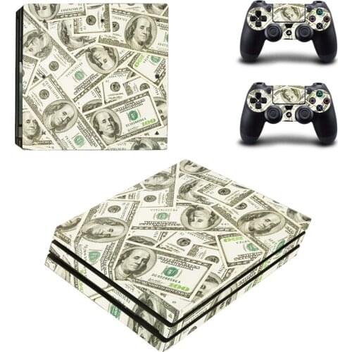 US Dollars Decal PS4 Pro Skin Sticker for Playstation 4 Promotion Console & 2Pcs Controller Protection Film