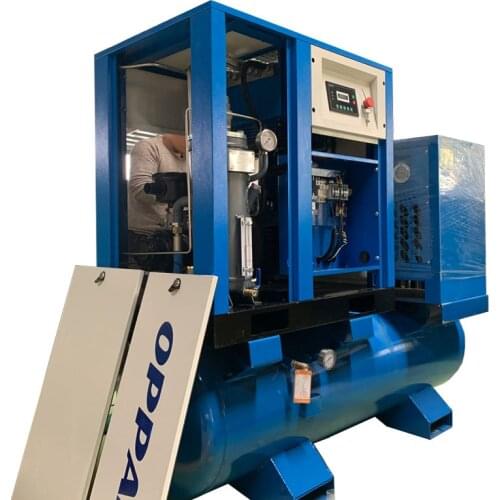 German Silent Oilless Rotary Screw Air Compressor with Dryer, Filters and Air Tank (300L 500L) for Refrigeration Equipment Italy