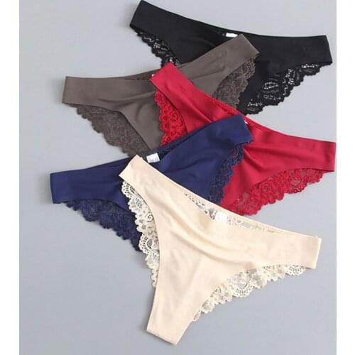 New Sexy Lace G String Panties For Women Nylon Silk Panty Thong Briefs Underwear Lingerie Female Ladies Floral Pantys Underpants