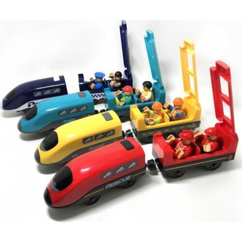 New Toy Track Four-Color Electric Train Childrens Track with Sound Electric Magnetic Train Compatible with Brio Wooden track