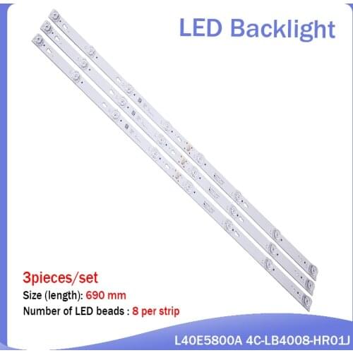 New Kit 6 PCS 8LED 69cm LED backlight strip for L40F3301B L40P-F 4C-LB4008-HR01J 40D2900 40HR330M08A6 V8 L40E5800A L40F3301B