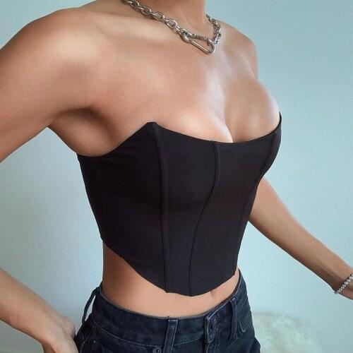 Sleeveless Strapless One-word Collar Solid Color Fashion Sexy Corset Short Top Vest Ladies Underwear Corset Slim Top