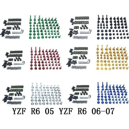 CNC Complete Fairing Bolts Bodywork Screws Nuts Kit For Fit Yamaha YZF R6 2005 YZF R6 2006-2007