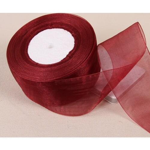 12/15/20/25/40/50mm Burgundy Transparent Organza Ribbons DIY Crafts Fabric Christmas Wedding Birthday Party Decoration Ruban