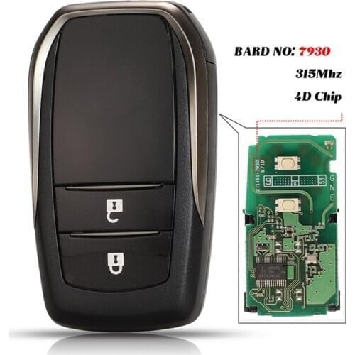 Jingyuqin O-em Keyless Go Fob For Toyota Prado Reiz Land Cruiser Prado 2 Buttons Smart Remote Key Control 315MHz 34D Chip