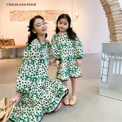 Family Matching Clothes Spring 2021 Mother Daughter Dresses Long Sleeve Floral Mom And Daughter Clothes Mommy And Me Clothes
