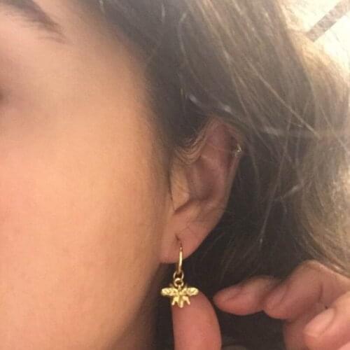 Fashion Cute Bee Shape Women Earring Gold Color Available Daily Holiday Wear Stylish Jewelry Simple Honeybee Drop Jewelry