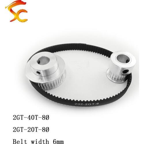 High quality,Timing Belt Pulley GT2 40 teeth 20 tooth Reduction 2:1/1:2 3D printer accessories belt width 6mm,Bore 8&8mm