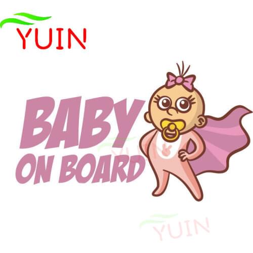 Cars Styling Lovely Girl BABY ON BOARD Warning Mark Car Sticker Cartoon Style Decals PVC Decoration Waterproof Stickers 15*9cm