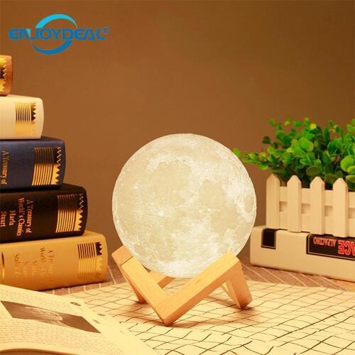 Enjoydeal 3D LED Night Light Desk Lamp USB Rechargeable Touch Desk Table Nightlight Lamp Magical Moonlight for Home Decoration