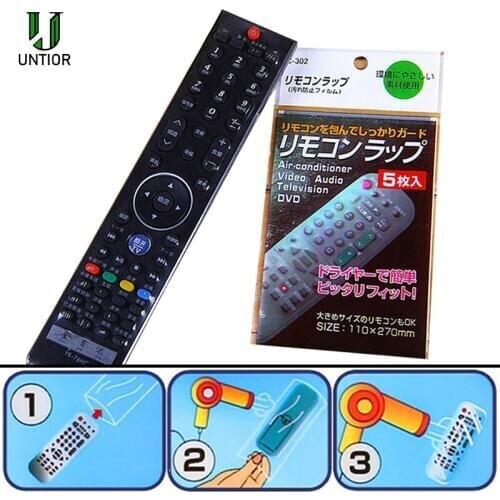 UNTIOR 5 Packs Hot Remote Control Protective Film Remote Control Heat Clear Shrink Film Waterproof Remote Contro Protector Cover
