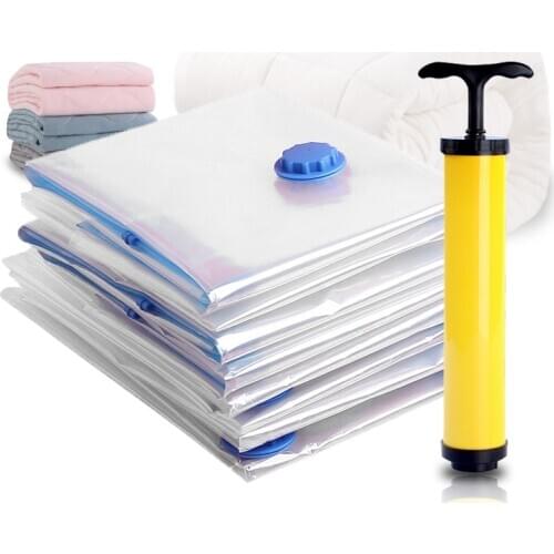 Vacuum Bag for Clothes Storage Bag With Valve Transparent Border Folding Compressed Organizer Travel Space Saving Seal Packet #3