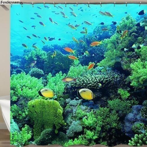 Miracille Sea Turtle Waterproof Shower Curtain Octopus Home Bathroom Curtains with Hooks Polyester Fabric Bath Curtain