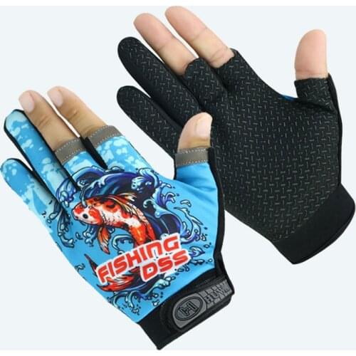 Four Seasons Men Fishing Gloves Three Finger Sun Protection Hand Guard Nonslip Cycling Driving Sports Breathable Women Gloves