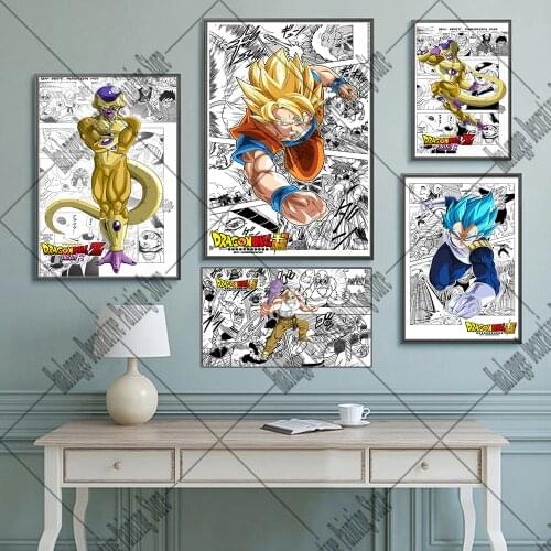 Japanese Anime Dragon Ball Poster Movie HD Canvas Print Goku Vegeta Frieza Painting Art Wall Picture Home Decor Background