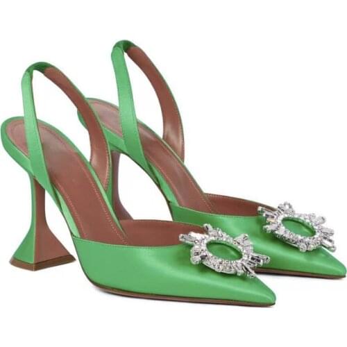 2021 Star style Women Sandals Elegant Pointed toe Slingback Summer Office Lady Shoes Fashion High heels Gladiator sandals Woman