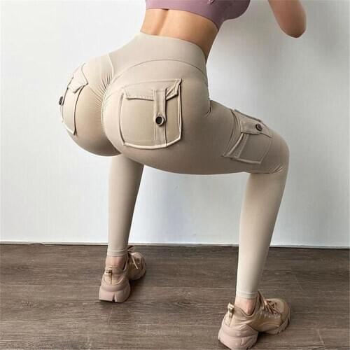 Squat Proof Military Style Gym Female Training Leggings Peach Lines Fitness Pant Pocket Design Inspiration Woman Gym Legging