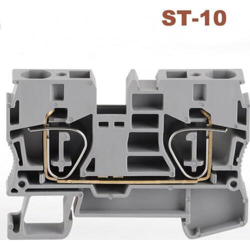 1pcs Spring Terminal Blocks connector ST-10 din rail screwless terminals block wire cable connectors copper morsettiera 600V 65A