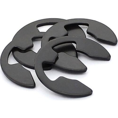 100PCS M1.2 M1.5 M2 M2.5 M3 M3.5 M4 M5 M6 M7 M8 M9 M10 M12 Black Steel E Clamp Circlip Retaining Ring Washer for Shaft Fastener