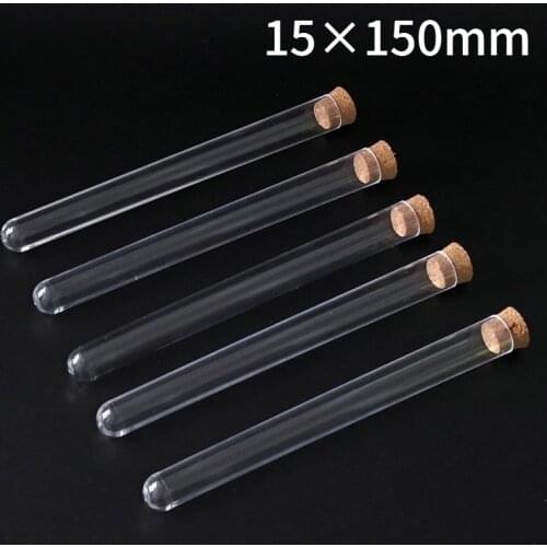 30pcs/lot 15x150mm Plastic Test Tube With Cork Stopper,Clear Wedding Tube,Grade Cork