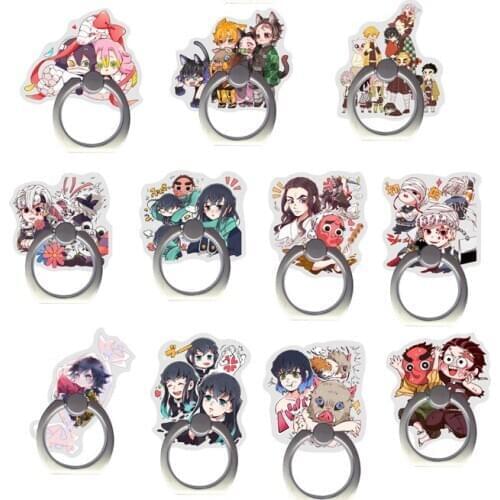 Acrylic Cartoon Demon Slayer Kimetsu no Yaiba Blade of Ghost Cute Anime Mobile Phone Finger Ring Holder Stand
