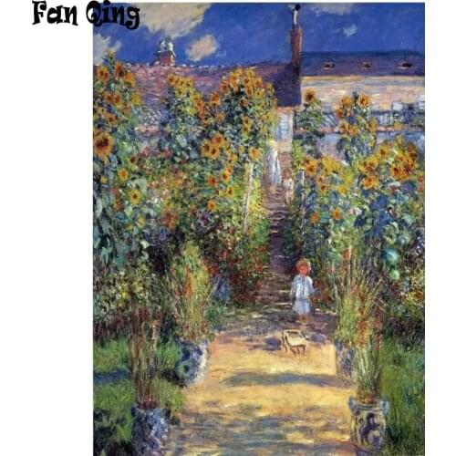 DIY 5D Diamond Painting Claude Monet Garden Full Square/ round diamond Cross Stitch Mosaic Rhinestone Home Decor Picture