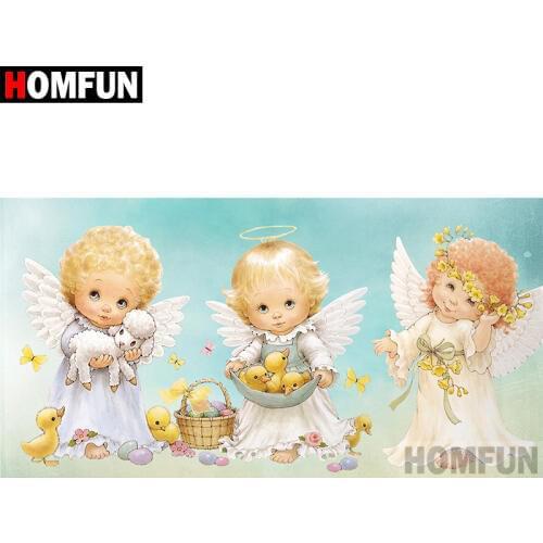 HOMFUN Full Square/Round Drill 5D DIY Diamond Painting "Angel baby" 3D Embroidery Cross Stitch 5D Home Decor Gift A03741