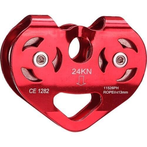 Zipline Cable Trolley Aluminum Pulley Roller Dual Pulley High Speed For Rock Climbing Rescue / Garden and Home Working 24KN