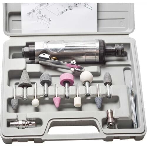 16Pcs/Set 1/4 Inch Car Air Compressor 90psi Grinder Machine Tirel Rotary Stone Tool Kit High-speed Polishing Pneumatic Tools