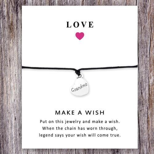 Grandma Mom Heart Family Card Bracelets Daughter Grandpa Sister Dad Father Brother Uncle Aunt Son Charm bracelets Love Jewelry