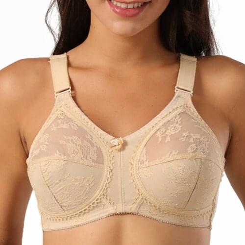 Womens Plus Size Lace Bras Full Cup Wireless Unpadded Brassiere Minimizer Underwear Full Figure Sexy Lingerie Tops B C D DD E