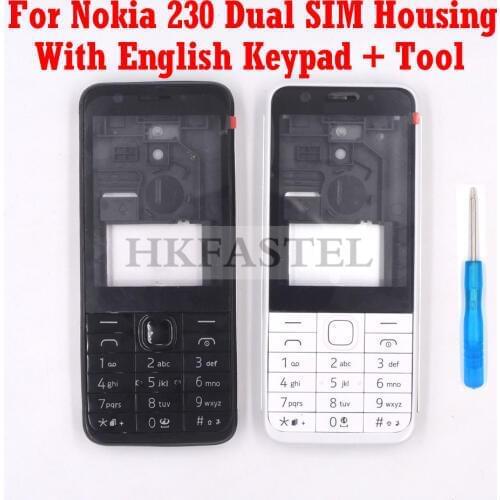 For Nokia 230 Dual SIM New Full Phone Housing Cover Case + English Keypad +Tools Free shipping