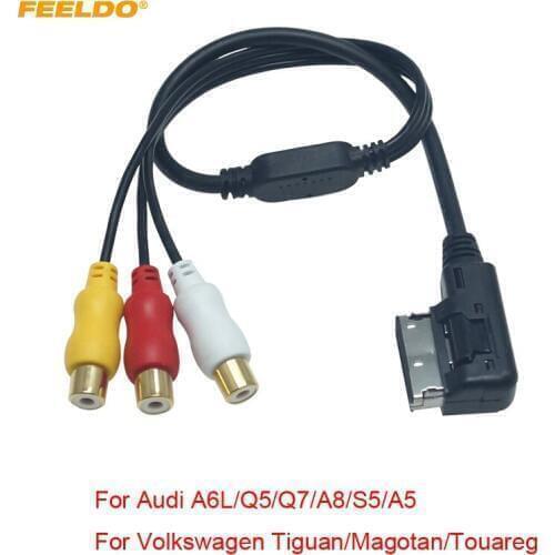 FEELDO 10Pcs Car Media Music 3-RCA Female To MDI/AMI Interface AUX Cable For Audi Volkswagen Skoda Wire Aux Adapter #MX6220