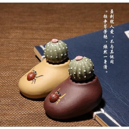 Purple sand tea pet small place shoes cactus yixing undressed ore handwork tea wholesale gift set