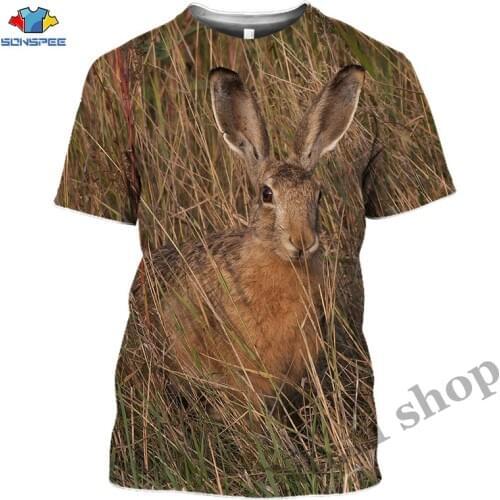 Hot Sales Hunting Crazy Hare Tshirt Oversized T Shirt For Mens Gym T-Shirts For Mens 3D Print Animal Lovely Rabbit Short Sleeve