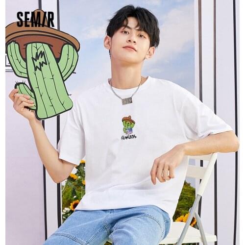 SEMIR Short Sleeve T-Shirts Men 2021 Summer New Style Fun Pattern T Shirts For Boys Loose Trendy White Tops